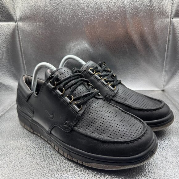 Size 9 Nike Mad Jibe Black Leather Mens Lace Up Low Top Sneaker Shoes 313264-002